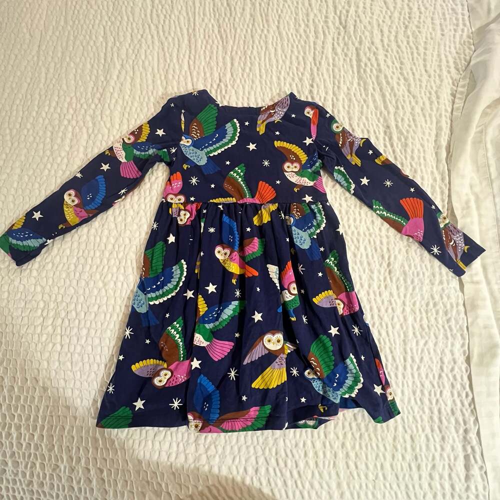 Mini Boden Girls Flying Owl Night Sky Jersey Pocket Dress Size 7-8 YRs Skater Dr - Picture 5 of 6